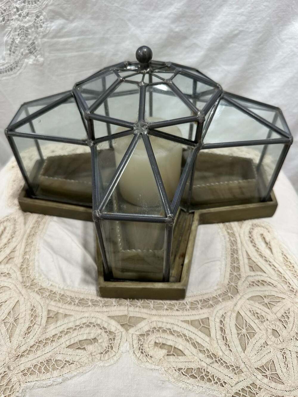 Hen Feathers Historical Replica Leaded Glass Terrarium